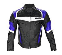 WinNet Giubbotto Giacca in Vera Pelle di Bovino per Moto Impermeabile Antipioggia Antiabrasione Giubbino Motociclista Uomo con Protezioni Omologate CE Estate Inverno (taglia L)