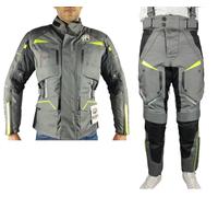 WinNet Tuta Completo Moto in Cordura Giacca e Pantalone con Protezioni Omologate C.E. impermeabile anti acqua pioggia e freddo 4 stagioni invernale ma sfoderabile in primavera estate JT Fluo (S)