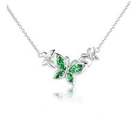 WINNICACA Farfalla verde collana di cristallo argento sterling maggio Birthstone ciondolo gioielli regali per donne adolescenti compleanno