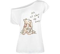 Winnie the Pooh All About The Honey Donna T-Shirt Bianco 100% Cotone Relaxed