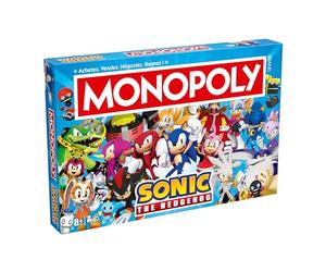 Winning Moves Monopoly Sonic - Gioco da tavolo da 8 e più - Gioco da tavolo per 2-6 giocatori, giochi da tavolo per famiglie in francese, blu