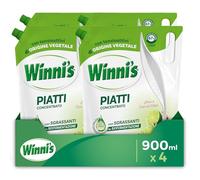 Winni's Detersivo Piatti a mano, Lime e Fiori di Mela, 900 ml x 4 | Per il lavaggio a mano di piatti e stoviglie, anche in acqua fredda. Concentrato e ipoallergenico. Lascia la pelle idratata.