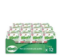 Winni's - Sale Lavastoviglie, Purissimo, Azione Igienizzante, Anticalcare e Addolcente, con Materie Prime di Origine Vegetale e Bio, 1 kg x 12 Confezioni