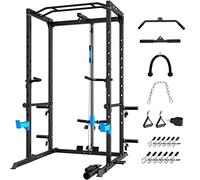 WINNOW Squat rack Altezza regolabile Power Cage con Pull Up Bar, Multi-Funzione Home Gym Power Tower Allenamento di Forza Squat stand Barbell Rack (Gabbia di potenza con sistema a carrucola)