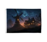 Winnowing Bandiere per esterni, mistico gotico alberi di casa cadono blu scuro per esterni banner decorativi con occhiello decorazione per balcone terrazza giardino ingresso casa 0,9 x 1,5 m