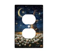 Winnowing - Coperture duplex da parete, motivo: luna e stelle, in plastica blu, dimensioni standard, per casa, appartamento, camera da letto, ufficio, decorazione