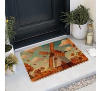 Winnowing Zerbino con foglie d'arancia, decorazione autunnale stagionale per esterni ed interni, impermeabile, antiscivolo, assorbe la polvere, facile da pulire, 73,6 x 43,2 cm