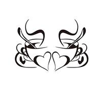 WINOMO 2pcs adesivi murali della parete della tazza di caffè decalcomanie smontabili del vinile del vinile di DIY per la cucina Living Room Cafes Ristorante Wall Decor - nero