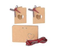 Winomo 50pcs Hollow Heart Kraft Paper Gift Tags Wedding Party Paper Tags with Red String for Thanksgiving Christmas