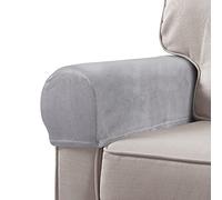 WINOMO - Set di 2 copri braccioli elasticizzati, antiscivolo, per poltrone, poltrone, divani, sedie, colore: grigio