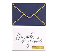 Winoo Design Navy Beyond Grateful Thank You - Biglietti di ringraziamento con buste, 36 pezzi, blu navy, con pellicola dorata, stampa da lettera, 10,2 x 15,2 cm, colore: blu navy