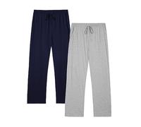 Winovia Confezione da 2 pantaloni lunghi e leggeri in cotone, per il tempo libero, con elastico in vita e taglio dritto