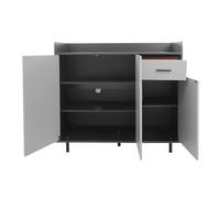 WINPANG Armoire de Rangement Cuisine, 100 cm Largeur Meuble de Stockage Modern 3 porte + 1 Tiroir - Organizzazione Optimisée Pour Vaisselle et Ustensiles, Couleur Gris Ciel et Noir