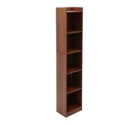 WINPANG Libreria, 5 mensole da pavimento, 30 x 24 x 152 cm, design semiaperto, ringhiera rialzata, libreria verticale, da parete, per riviste, marrone scuro