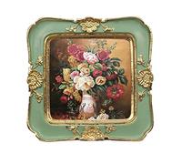 WINPLUS+ Cornici per foto vintage, 7,6 x 7,6 cm, lussuose cornici antiche con decorazione floreale in rilievo dorata, decorazione in stile retrò, da parete e da tavolo, galleria d'arte (3 x 3 verde)