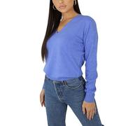 Win's Maglione Donna Scollo a V in Kashmir, Made in Italy, Blu screziato, L