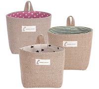 WINSDL 3 pezzi borsa portaoggetti in cotone e lino, borsa da appendere per cosmetici, chiavi, giocattoli, piccoli oggetti da scrivania