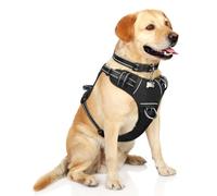 WINSEE Pettorina per cani senza tirare, imbracatura per animali domestici con collare per cani, gilet regolabile in Oxford riflettente per esterni, clip per guinzaglio anteriore/posteriore per cani di