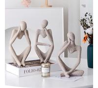 Winshall Decorazioni per la casa, statue pensatore in resina, 3 pezzi, decorazione astratta per libreria, scultura decorativa per ufficio, scaffale per libri, statuette decorazione per la casa,