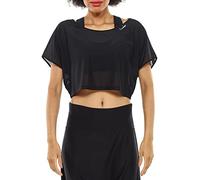 WINSHAPE Damen Kurzes, Leicht Transparentes Mesh-Dance Top