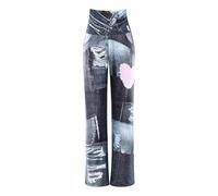 WINSHAPE Functional Comfort Culottes Cul101c-Vita Alta con Stampa Patchwork Pantaloni da Ginnastica, Grigio, XL Donna