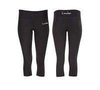 WINSHAPE Functional Power Shape-Leggings a 3/4 Aderenti Ael202 con Effetto Antiscivolo, Stile Slim, per Fitness, Tempo Libero, Sport, Yoga, Allenamento, Donna, Nero, S