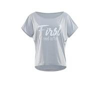WINSHAPE Damen Ultra leichtes Modal-Kurzarmshirt MCT002 mit weißem „First I Need Coffee” Glitzer-Aufdruck T-Shirt, Grigio Freddo-Bianco, XL Donna
