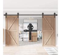 WINSOON 13FT/400cm Binario Porta Scorrevole per Doppia porta Binario Esterno Muro Nero Kit Porta Scorrevole, Nessuna Porta