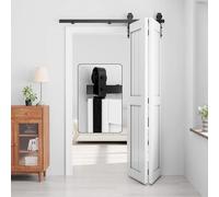 WINSOON 152cm Binario per Porta Scorrevole Kit Porta Scorrevole Esterno Muro, kit per Binario per Armadio per Doppia porta Interna in legno da 71cm, Senza Porta