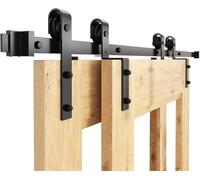 WINSOON 5FT/150CM Binario per Porta Scorrevole Bypass Doppie da Interno kit Porta Pieghevole Scorrevole Esterno Muro, per Doppia Pore, Porte non Inclusa