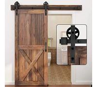 WINSOON 6.6FT/200cm Binario per Porta Scorrevole Singola Porte Binario Nero Kit Porte Scorrevole, Porta Scorrevole Esterno Muro (nessuna porte)