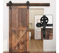 WINSOON 7.5FT/230cm Binario Porta Scorrevole per Singola Porta Binario Esterno Muro Nero Kit Porta Scorrevole, Nessuna Porta