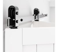 WINSOON Kit di ferramenta per porta da fienile bifold: kit hardware per porta da fienile liscio e silenzioso, set di binari scorrevoli a doppia piega da 101,6 cm, per porte da armadio da 91,4 cm