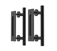 WINSOON Set da 2 pezzi da 30 cm, manico per porta da 12 pollici, colore nero con pullobo per dita, grande rustico, pull and fllush Heavy Duty Handle Pair