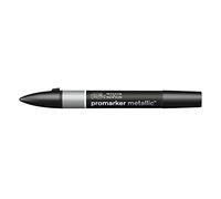 Winsor & Newton 0206691 ProMarker Metallic - Pennarello professionale per layout - 2 punte sottili e larghe per disegni, design e layout - Argento metallizzato