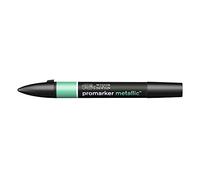 Winsor & Newton 0206694 ProMarker Metallic, Marcatore professionale per layout - 2 punte sottili e larghe per disegni, design e layout - Verde metallizzato