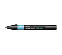 Winsor & Newton 0206695 ProMarker Metallic, Pennarello professionale per layout - 2 punte, fine e largo per disegni, design e layout - blu metallizzato