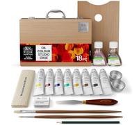 Winsor & Newton 1290144 Colori a olio per artisti, Valigetta di legno 8x37ml - “Valigetta da studio dei colori a olio”