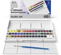 Winsor & Newton Cotman Watercolour, set da studio, 45 acquerelli e 1 pennello