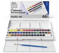 Winsor & Newton Cotman Watercolour, set da studio, 45 acquerelli e 1 pennello