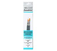 Winsor & Newton Pennelli per acquerello Foundation 4 – Round 3,5, Filbert 2, Flat 4
