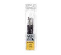 Winsor & Newton Galeria - Pennello a manico corto, 5 pezzi, sintetico, confezione da 5, confezione da 5