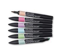 Winsor & Newton Brush Marker - 6 Pennarelli Toni Pastello pantone