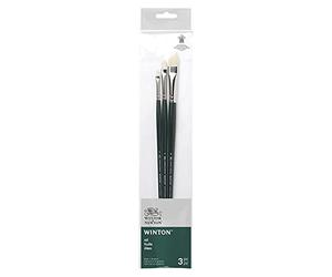 Winsor & Newton Set 3 Pennelli Winton Manico Lungo - Piatti Corti N°2, 4, 8