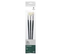 Winsor & Newton Set 3 Pennelli Winton Manico Lungo - Tondo N°2 - Piatto N°4 - A Ventaglio N°3