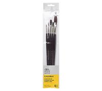 Winsor & Newton Set 5 Pennelli Galeria Manico Lungo - Tondi N°2, 6 - Piatti N°4, 14 - A Mandorla N°8