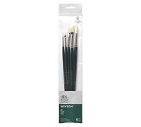 Winsor & Newton Set 5 Pennelli Winton Manico Lungo - Tondo N°2 - Tondo N°6 - Piatto Corto N°2 - Piatto N°6 - A Mandorla N°4