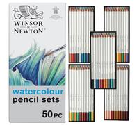 Winsor & Newton Studio Collection - Set di 50 matite acquerellabili in astuccio, 50 colori vivaci in astuccio metallico, infrangibili, matite colorate per adulti e artisti