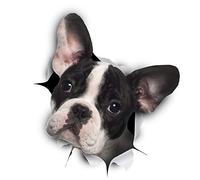Winston & Bear 3D Dog Stickers - 2 Pack - Bianco e nero francese Bulldog Adesivi Per muro, Frigo, servizi igienici e Altro Frenchie Adesivi