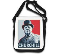 Winston Churchill Pop Art - Borsa a tracolla con logo, colore: Bianco
